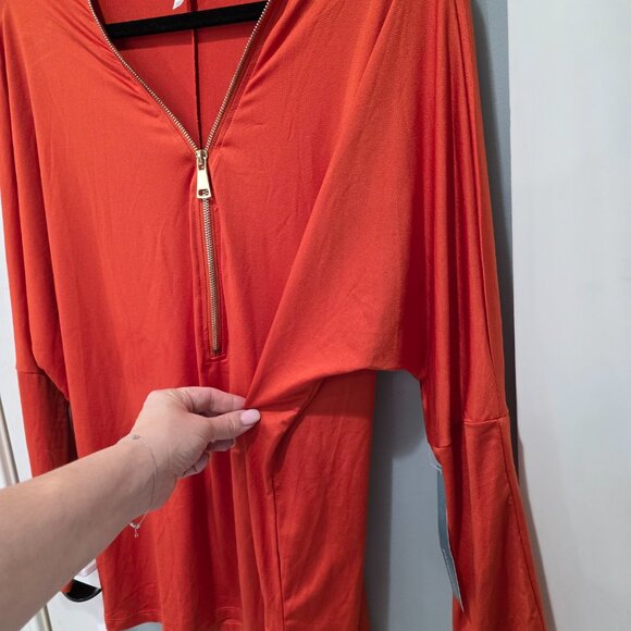 Passports Orange Zip Front Batwing Blouse – Size Large – NWT - Picture 6 of 8
